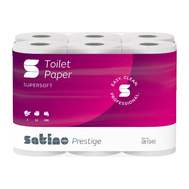 Papier Toilette 3 Plis Cellulose Blanche 200 Feuilles 12 Rouleaux - Hygiene  
