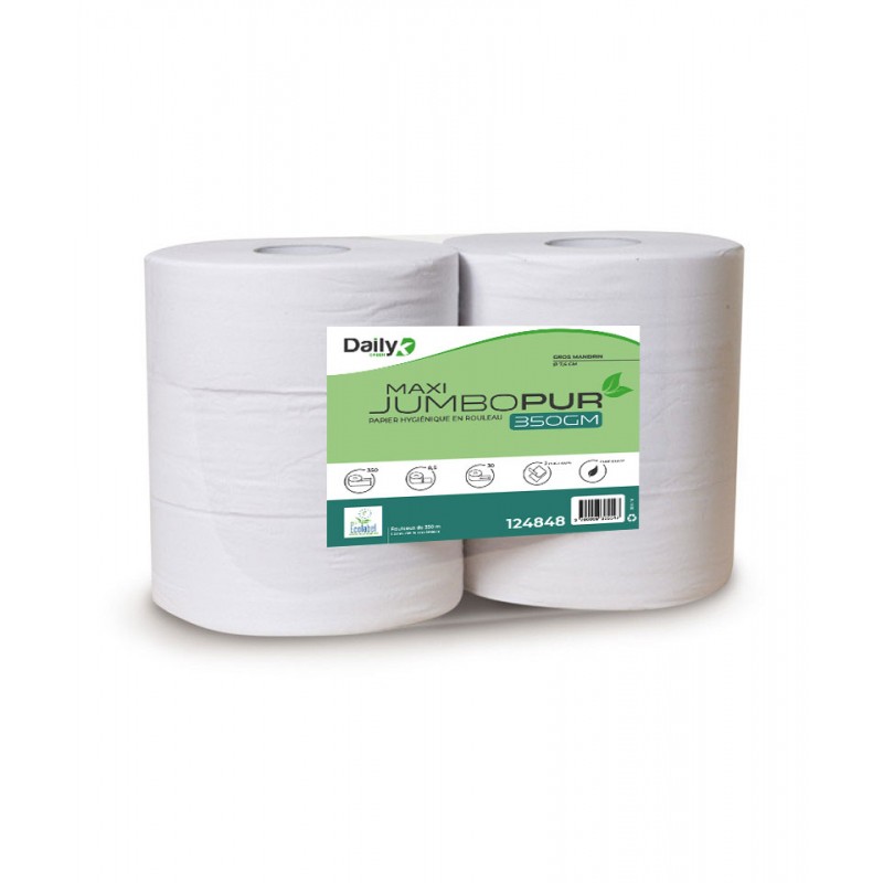 Papier toilette Maxi Jumbo - tissu recyclé - 2 plis - 360 m - BLANC - 6  rouleaux - BOMAdirect