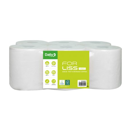 Essuie-tout 450 fts ECOLABEL 2 pl. pure ouate blanc - 6 bob.