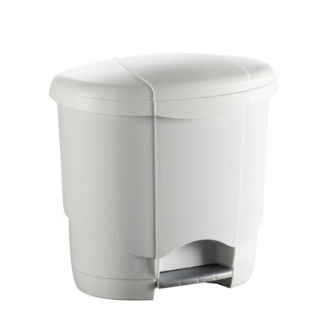 Poubelle plastique blanche arrondie à pédale 4L 